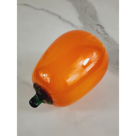 Art Glass Hand Blow Orange Squash Vegetable 5 1/2" Home Decor 90s Vintage - Picture 3 of 10